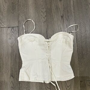 Elegant White Lace-Up Corset Top
